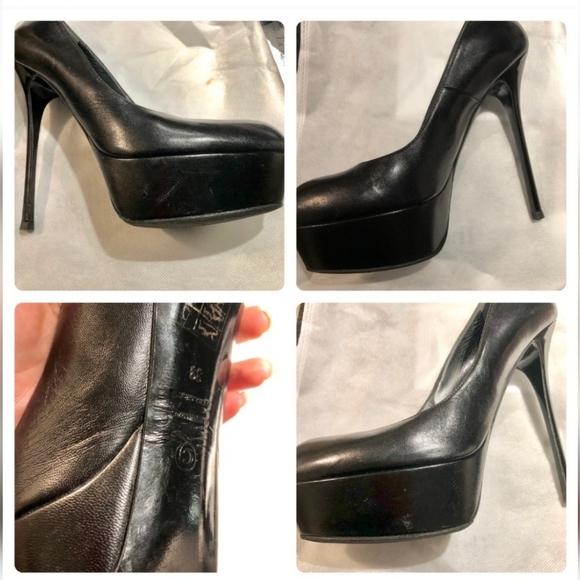 ALEXANDER MCQUEEN Black Leather Platform Stilettos - Picture 12 of 14